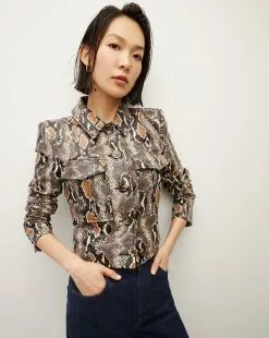 Veronica Beard Fulham Python Vegan Leather Jacket