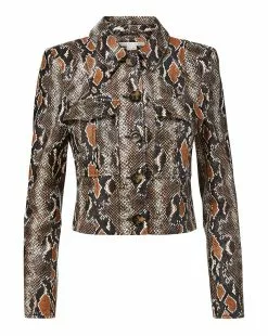 Veronica Beard Fulham Python Vegan Leather Jacket -Veronica Beard Sales 2023 2309LT5410313 KHAKI MULTI
