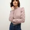 Veronica Beard Alford Striped Poplin Top -Veronica Beard Sales 2023 2309PO3440659 DARKRASPBERRY OFFWHITE PRODUCT 01
