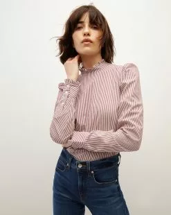 Veronica Beard Alford Striped Poplin Top