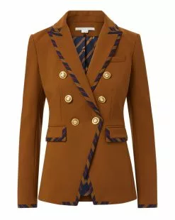 Veronica Beard Miller Striped Piping Dickey Jacket 23 Veronica Beard Miller Striped Piping Dickey Jacket -Veronica Beard Sales 2023 2309SU5710627 DARK OCHRE