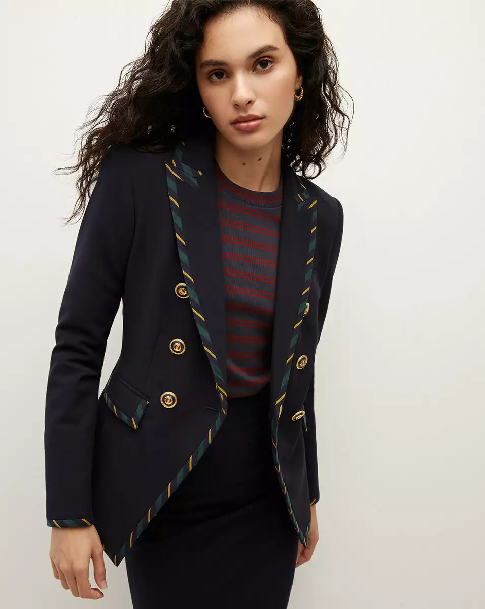 Veronica Beard Miller Striped Piping Dickey Jacket 1 Veronica Beard Miller Striped Piping Dickey Jacket