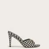 Veronica Beard Mirren Houndstooth Open-Toe Mule -Veronica Beard Sales 2023 I7938F1 MIRRENLOGO95 BLACK WHITE PRODUCT 01
