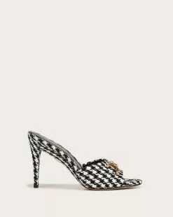 Veronica Beard Mirren Houndstooth Open-Toe Mule