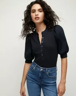 Veronica Beard Coralee Puff-Sleeve Top