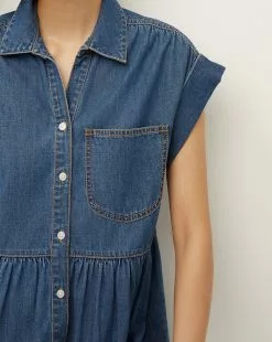 Veronica Beard Trisha Chambray Dress -Veronica Beard Sales 2023 J23037101309CF CORNFLOWER PRODUCT 03