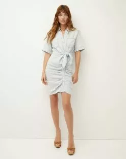 Veronica Beard Hensley Ruched Chambray Dress