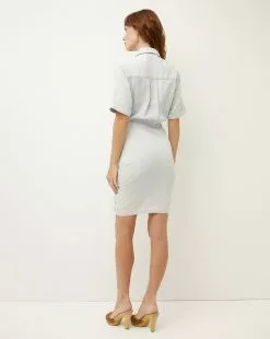 Veronica Beard Hensley Ruched Chambray Dress -Veronica Beard Sales 2023 J23047011207GI GLACIERICE PRODUCT 04