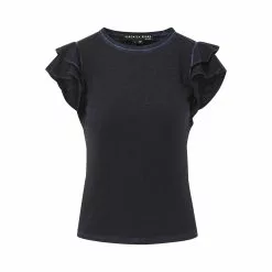 Veronica Beard Akeela Ruffled-Shoulder Tee -Veronica Beard Sales 2023 J2304JY0071006 NAVY