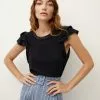 Veronica Beard Akeela Ruffled-Shoulder Tee -Veronica Beard Sales 2023 J2304JY0071006 NAVY PRODUCT 01