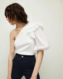Veronica Beard Diantha One-Shoulder Top