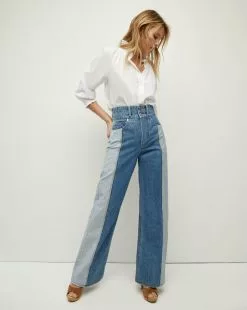 Veronica Beard Taylor Wide-Leg Jean | Two-Tone