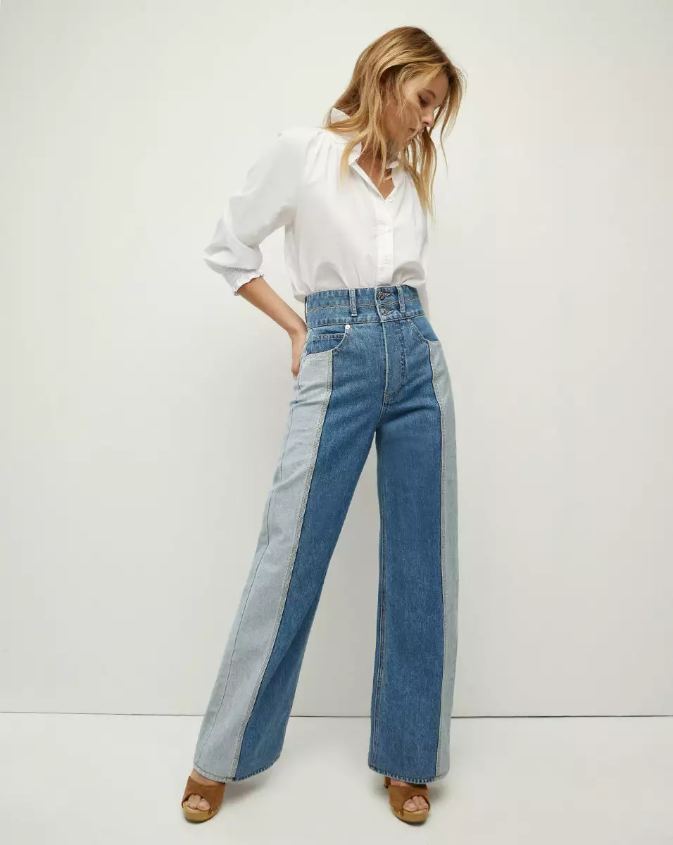 Veronica Beard Taylor Wide-Leg Jean | Two-Tone 1 Veronica Beard Taylor Wide-Leg Jean | Two-Tone