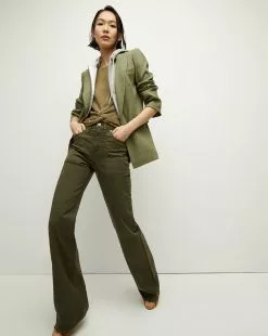 Veronica Beard Crosbie Slim Wide-Leg Pant | Patch Pockets -Veronica Beard Sales 2023 J23064920827AG ARMYGREEN PRODUCT 03