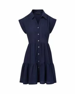 Veronica Beard Trisha Cotton Shirtdress -Veronica Beard Sales 2023 J2306CO100S0684 MARINE