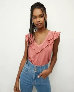Veronica Beard Ellerie Ruffled Cotton Tee