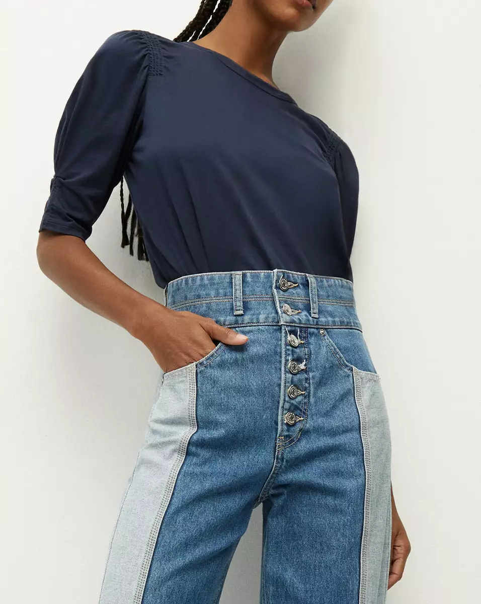 Veronica Beard Jessa Puff-Sleeve Cotton Tee 1 Veronica Beard Jessa Puff-Sleeve Cotton Tee