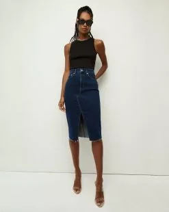 Veronica Beard Breves Denim Midi Skirt