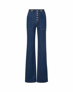 Veronica Beard Crosbie Slim Wide-Leg Jean | Comfort Stretch -Veronica Beard Sales 2023 J23074400827WO WASHEDOXFORD