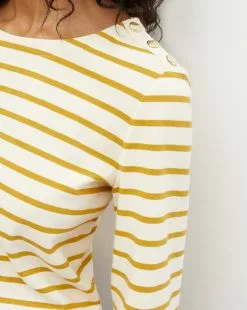 Veronica Beard Hovey Striped Top -Veronica Beard Sales 2023 J2307JY86S0593 SAFFRON OFFWHITE PRODUCT 03