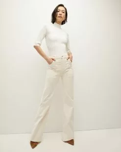 Veronica Beard Crosbie Corduroy Slim Wide-Leg Pant -Veronica Beard Sales 2023 J23083580827EC ECRU PRODUCT 03