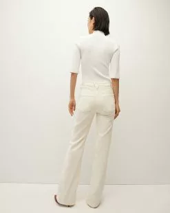 Veronica Beard Crosbie Corduroy Slim Wide-Leg Pant -Veronica Beard Sales 2023 J23083580827EC ECRU PRODUCT 04