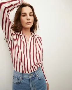 Veronica Beard Cambrie Button-Down Striped Shirt