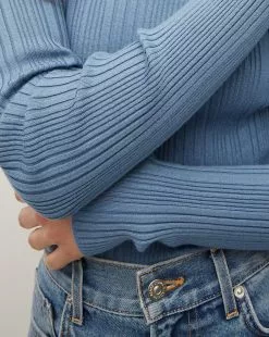 Veronica Beard Vinny Ribbed Pullover -Veronica Beard Sales 2023 J2308KD13K0202 OXFORDBLUE PRODUCT 03