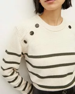 Veronica Beard Virke Striped Sweater -Veronica Beard Sales 2023 J2308KD14K0205 ECRU LODEN PRODUCT 03