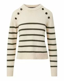 Veronica Beard Virke Striped Sweater -Veronica Beard Sales 2023 J2308KD14K0205 ECRU LONDON
