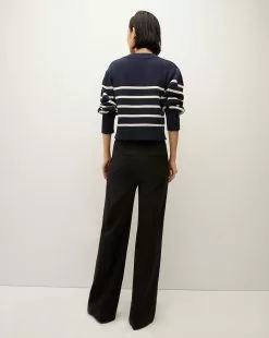 Veronica Beard Kylin Striped Cardigan -Veronica Beard Sales 2023 J2308KD14K0206 NAVY ECRU PRODUCT 04