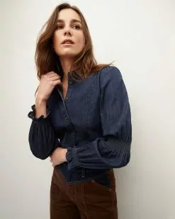 Veronica Beard Dalton Puff-Sleeve Top