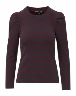 Veronica Beard Delano Puff-Sleeve Top -Veronica Beard Sales 2023 J2309JY021S0440 BLACK SYRAH
