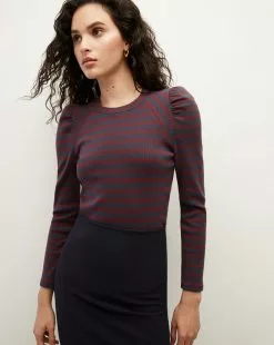 Veronica Beard Delano Puff-Sleeve Top