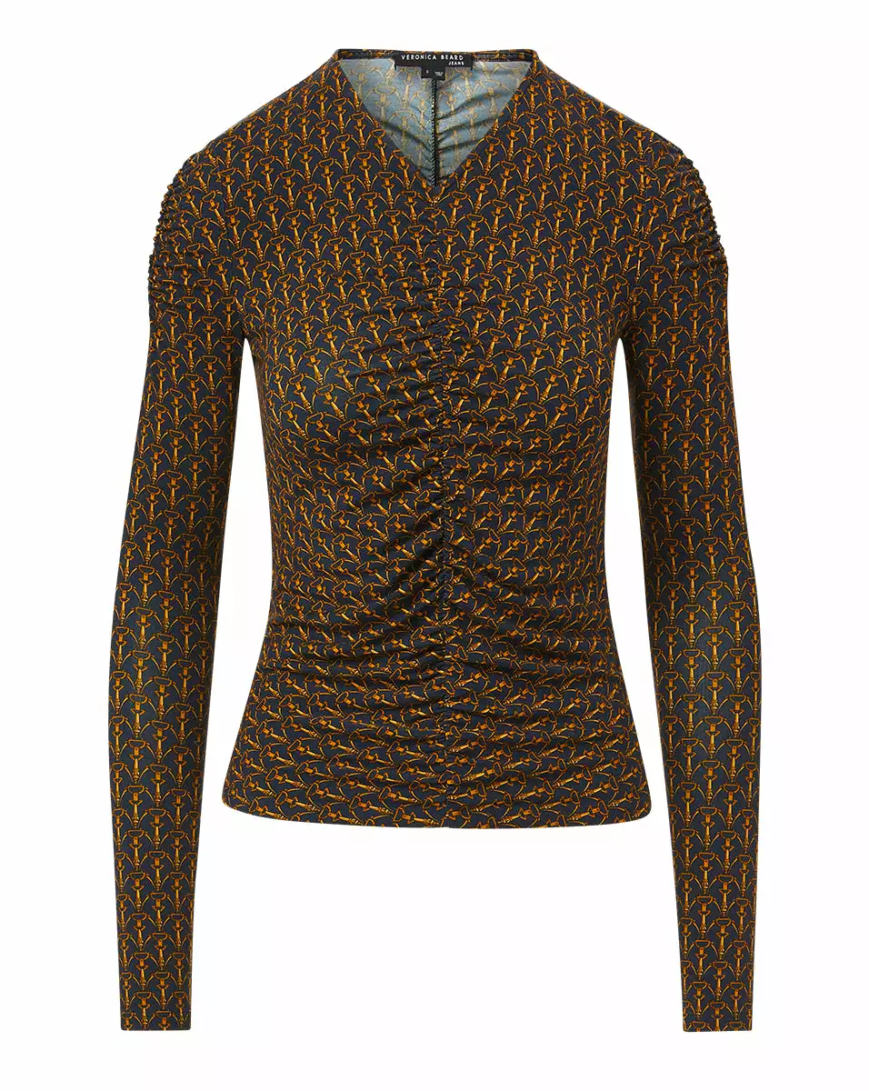Veronica Beard Neeta Stirrup-Print Ruched Top 5 Veronica Beard Neeta Stirrup-Print Ruched Top - Image 5