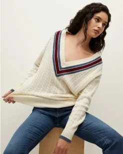 Veronica Beard Sibley Cable-Knit Sweater -Veronica Beard Sales 2023 J2309KD15K0209 IVORYMULTI PRODUCT 03