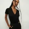 Veronica Beard Cindy V-Neck Tee -Veronica Beard Sales 2023 JJY0080322 BLK PRODUCT 01