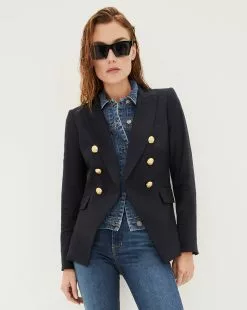 Veronica Beard Miller Linen Dickey Jacket + Slate Dickey