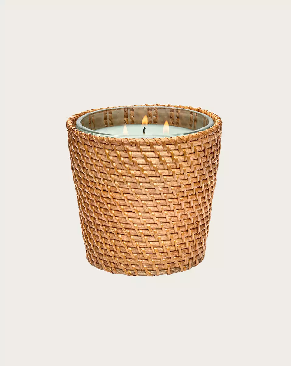 Veronica Beard Wild Mint & Eucalyptus 3-Wick Candle | Rattan Sleeve 2 Veronica Beard Wild Mint & Eucalyptus 3-Wick Candle | Rattan Sleeve - Image 2