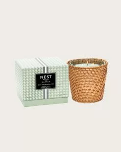 Veronica Beard Wild Mint & Eucalyptus 3-Wick Candle | Rattan Sleeve