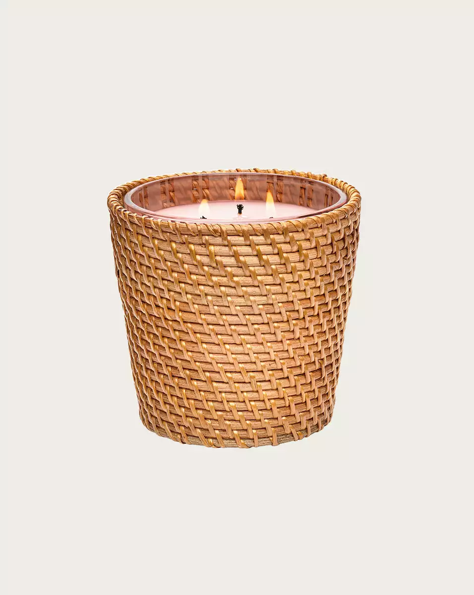 Veronica Beard Himalayan Salt & Rosewater 3-Wick Candle | Rattan Sleeve 2 Veronica Beard Himalayan Salt & Rosewater 3-Wick Candle | Rattan Sleeve - Image 2