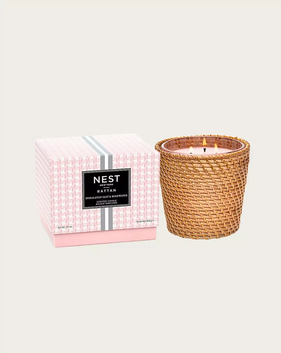 Veronica Beard Himalayan Salt & Rosewater 3-Wick Candle | Rattan Sleeve 1 Veronica Beard Himalayan Salt & Rosewater 3-Wick Candle | Rattan Sleeve