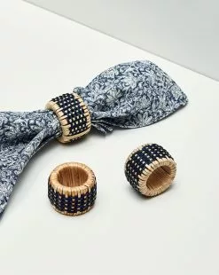 Veronica Beard Floral Lace Linen Navy Napkin (Set Of 4)