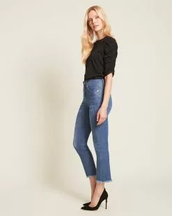 Veronica Beard Waldorf Ruched-Sleeve Tee -Veronica Beard Sales 2023 j2002jy0080597 blk product 02 f6bc993f