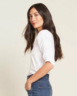 Veronica Beard Waldorf Ruched-Sleeve Tee