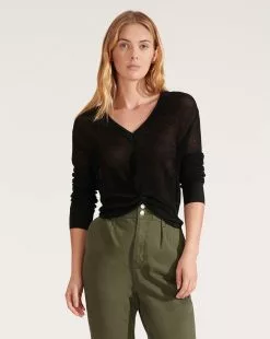 Veronica Beard Soren Twist-Front Sweater -Veronica Beard Sales 2023 j2002kd1780061 black product 01 456f4d74