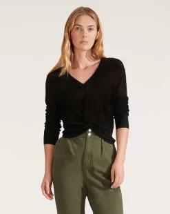 Veronica Beard Soren Twist-Front Sweater -Veronica Beard Sales 2023 j2002kd1780061 black product 01 1 9c269f0a