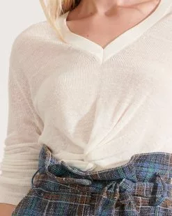 Veronica Beard Soren Twist-Front Sweater -Veronica Beard Sales 2023 j2002kd1780061 offwhite product 03 9b8fd313