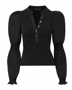 Veronica Beard Effy Puff-Sleeve Top -Veronica Beard Sales 2023 j2209jy020s0379 blk e8fbc2d8