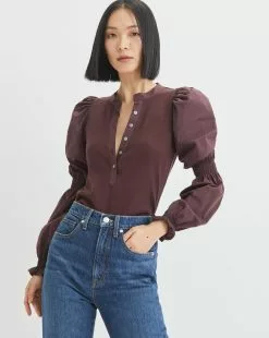 Veronica Beard Effy Puff-Sleeve Top -Veronica Beard Sales 2023 j2209jy020s0379 oxblood product 01 2b2812f7